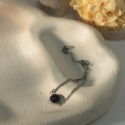 Amethyst Bead Silver Bracelet