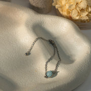 Aquarmarine Bead Silver Bracelet