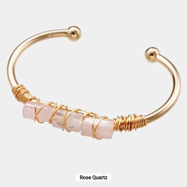 Rose Quartz Gold Bangle