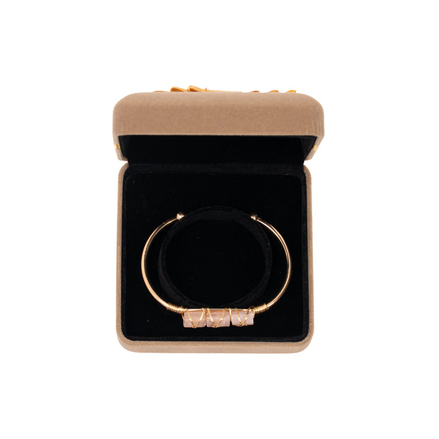 Rose Quartz Gold Bangle