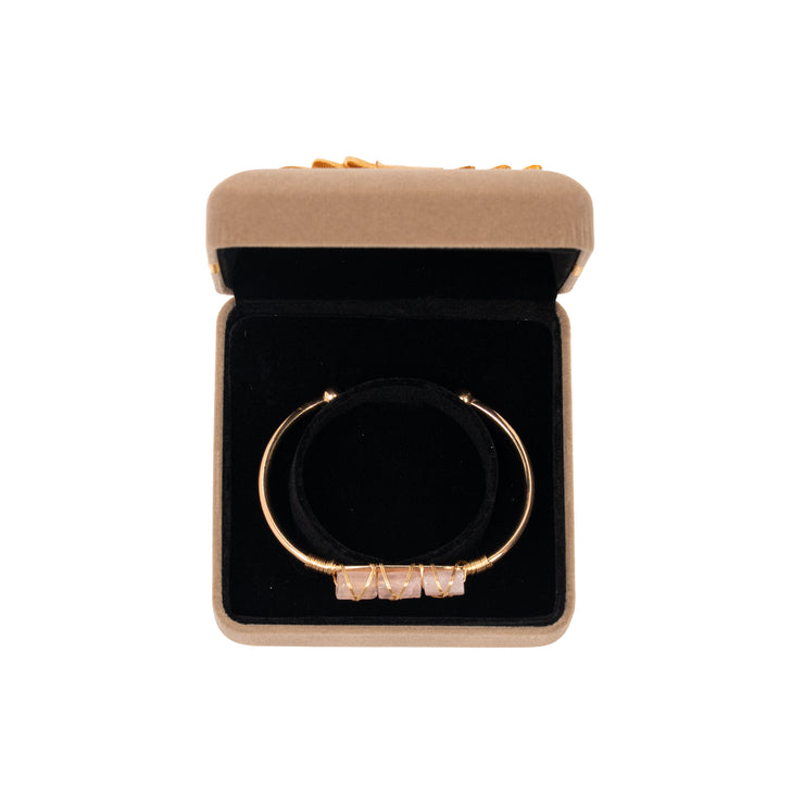 Rose Quartz Gold Bangle