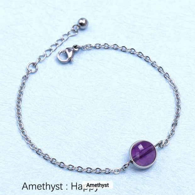 Amethyst Bead Silver Bracelet