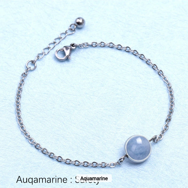 Aquarmarine Bead Silver Bracelet