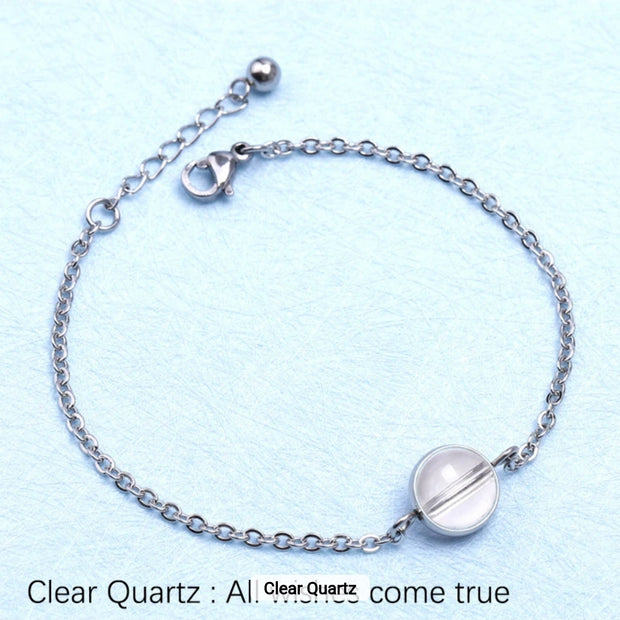 Clear Quartz Bead Silver Bracelet
