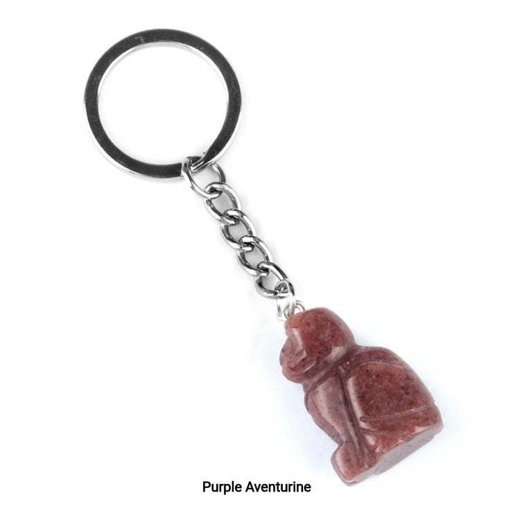 Purple Adventurine Cat Keychain