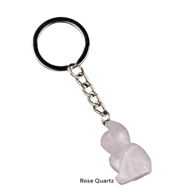 Rose Quartz Cat Keychain