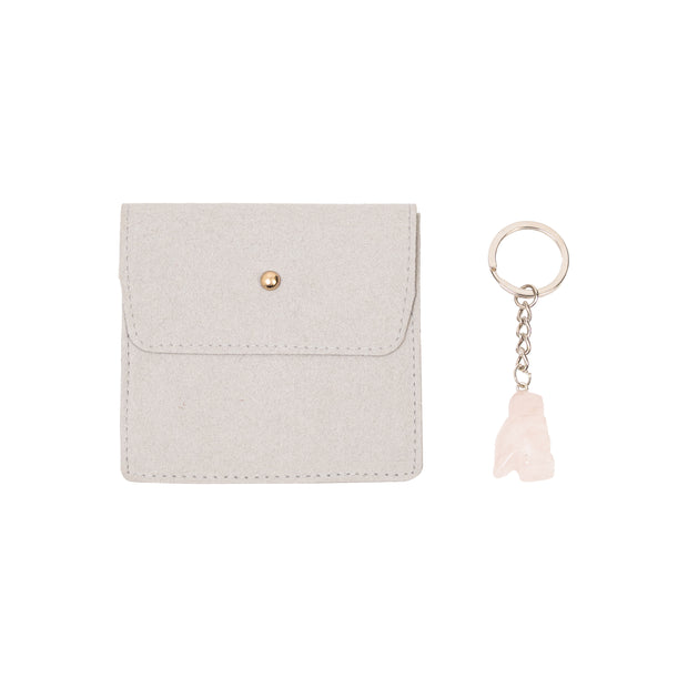 Rose Quartz Dino Keychain