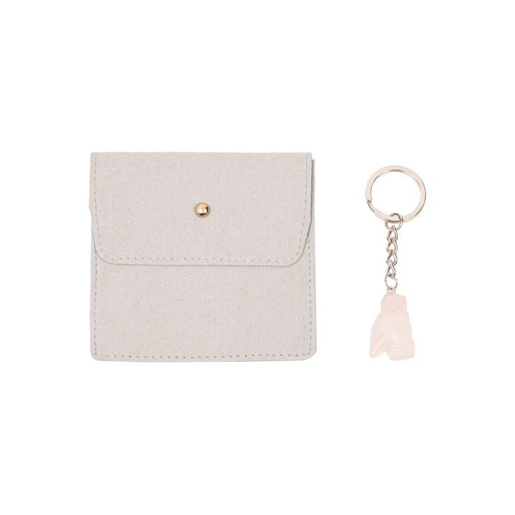 Rose Quartz Dino Keychain
