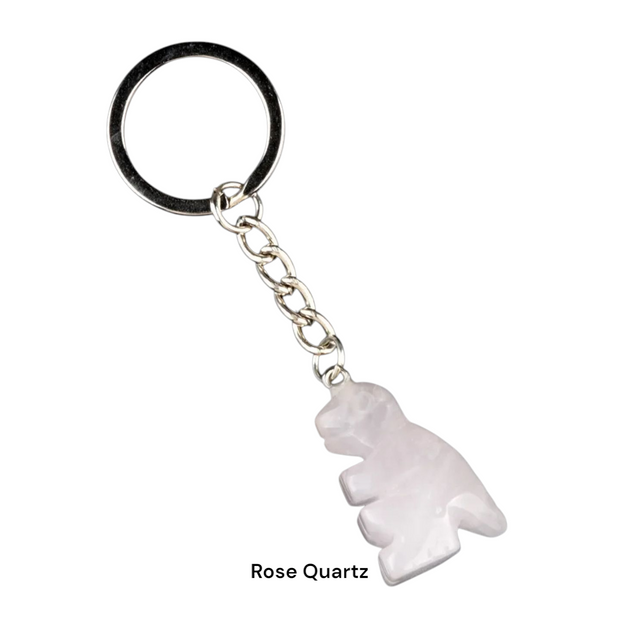 Rose Quartz Dino Keychain