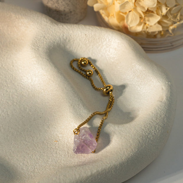 Light Amethyst Stone Gold Bracelet