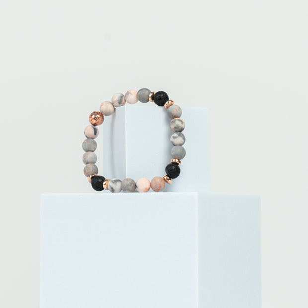 Matte Pink Zebra Jasper Bracelet