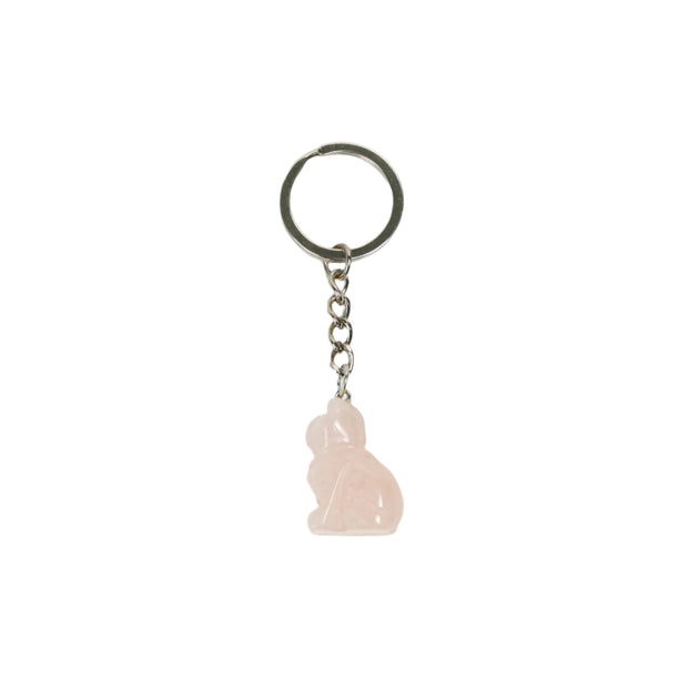 Rose Quartz Cat Keychain