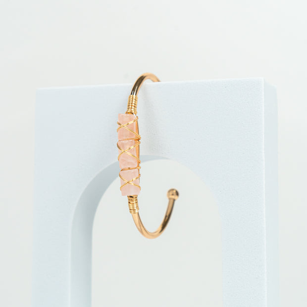 Rose Quartz Gold Bangle