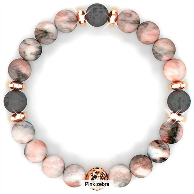 Matte Pink Zebra Jasper Bracelet
