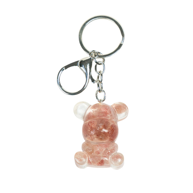 Strawberry Quartz Bear Keychain